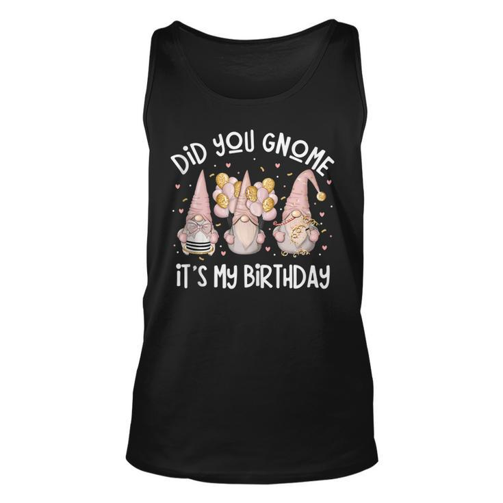 Did You Gnome Its My Birthday  Cute Gnomies Balloons  Unisex Tank Top