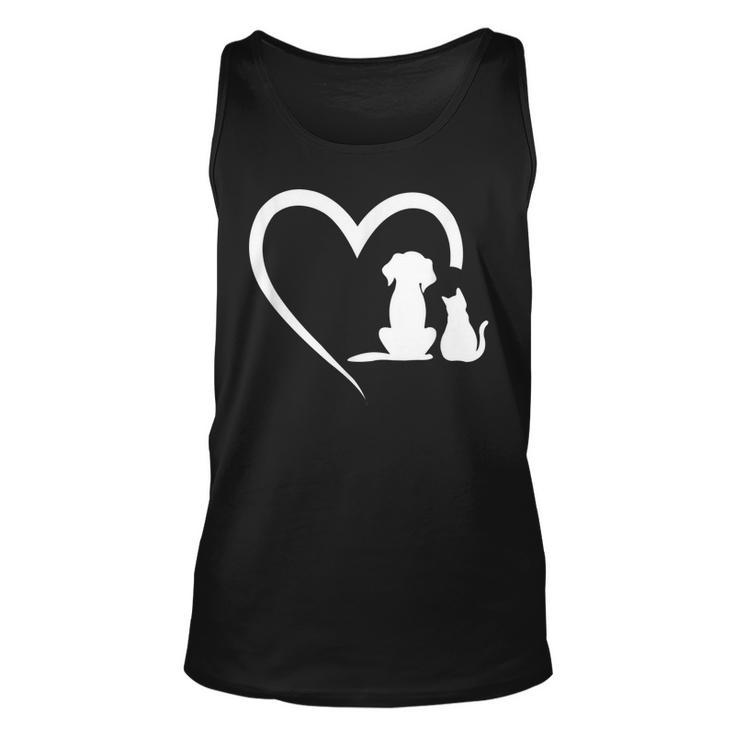 Dog Puppy And Baby Cat Heart - Animal Dog & Cat Heart  Unisex Tank Top