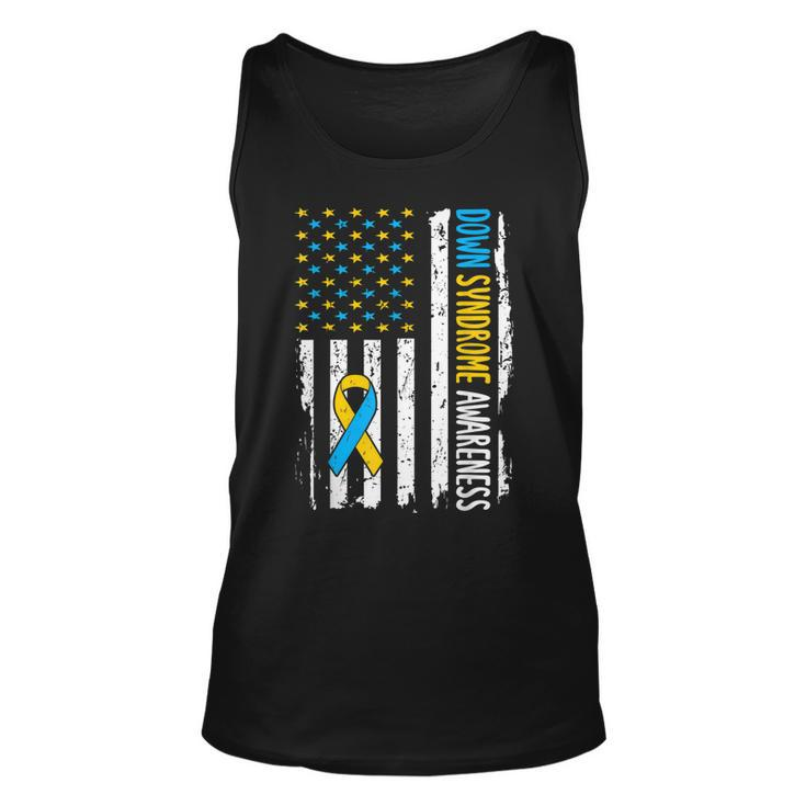 Down Syndrome Awareness American Flag T21 Down Syndrome  Unisex Tank Top