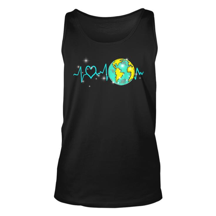 Earth Day Heartbeat Recycling Climate Change Activism  Unisex Tank Top
