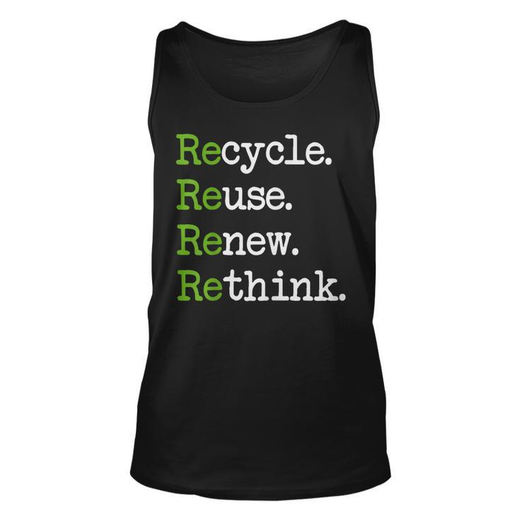 Earth Day Recycle Reuse Renew Rethink Environmental Activism Tank Top