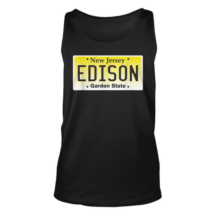 Edison New Jersey Nj License Plate Home Town Graphic  Unisex Tank Top