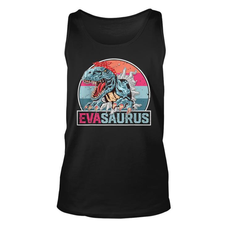Eva Saurus Funny Personalized Dinosaur T Rex Name Unisex Tank Top