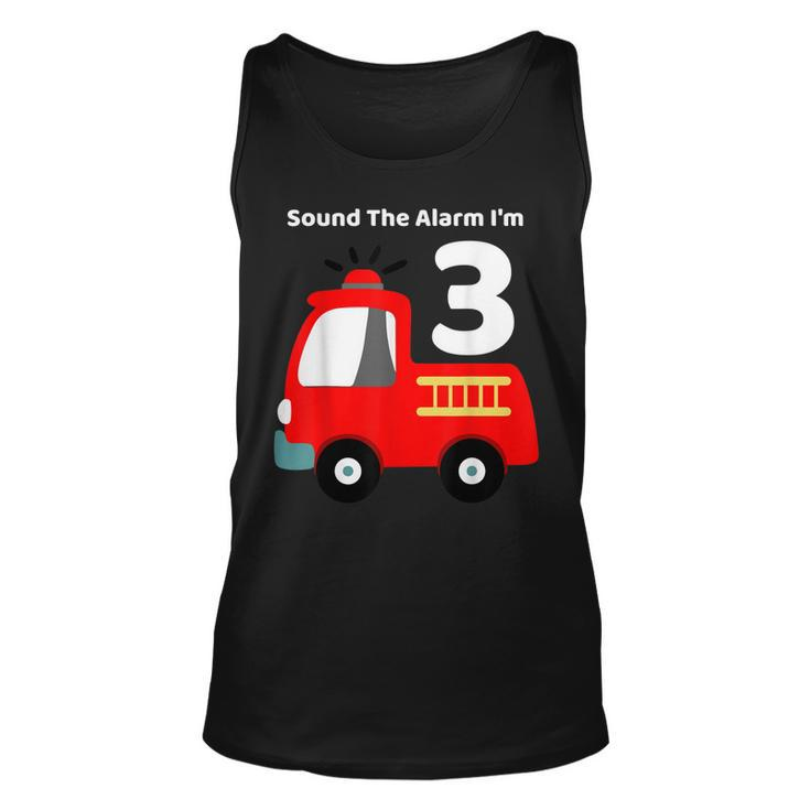 Fire Fighter Truck 3 Year Old Birthday | 3Th Bday  Unisex Tank Top