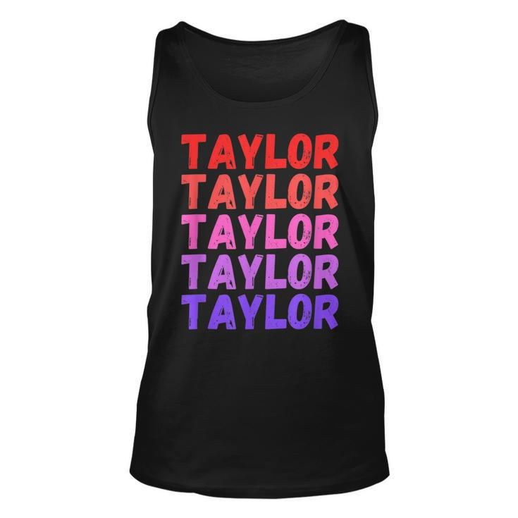 First Name Taylor - Colorful Modern Repeated Text Retro  Unisex Tank Top