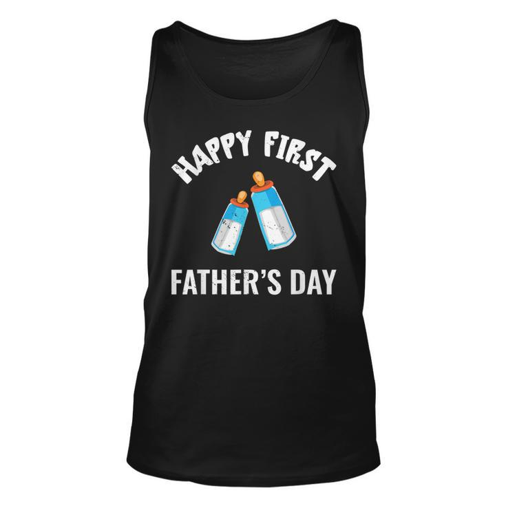 First Year Fathers Day Funny Baby Bottles Milk Best Daddy Unisex Tank Top