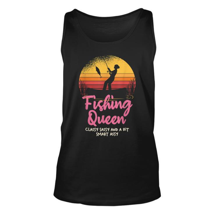 Fishing Queen Damen Unisex TankTop mit Angler-Sonnenuntergang und Spruch