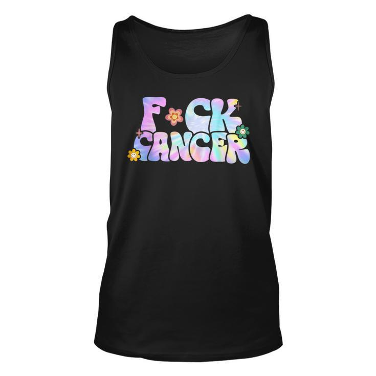 Fuck Cancer Groovy Tie Dye All Cancer Awareness  Unisex Tank Top