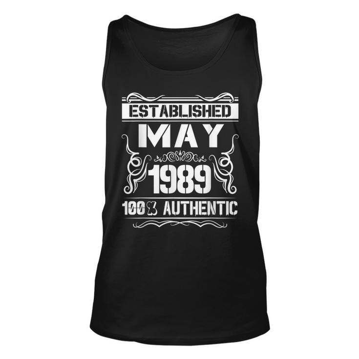 Funny 30Th Birthday Gift Established May 1989 T Shirt Unisex Tank Top