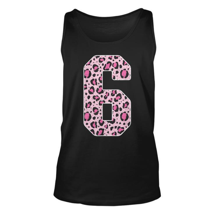 Funny 6 Years Old Gift Retro 6Th Birthday Leopard Print  Unisex Tank Top