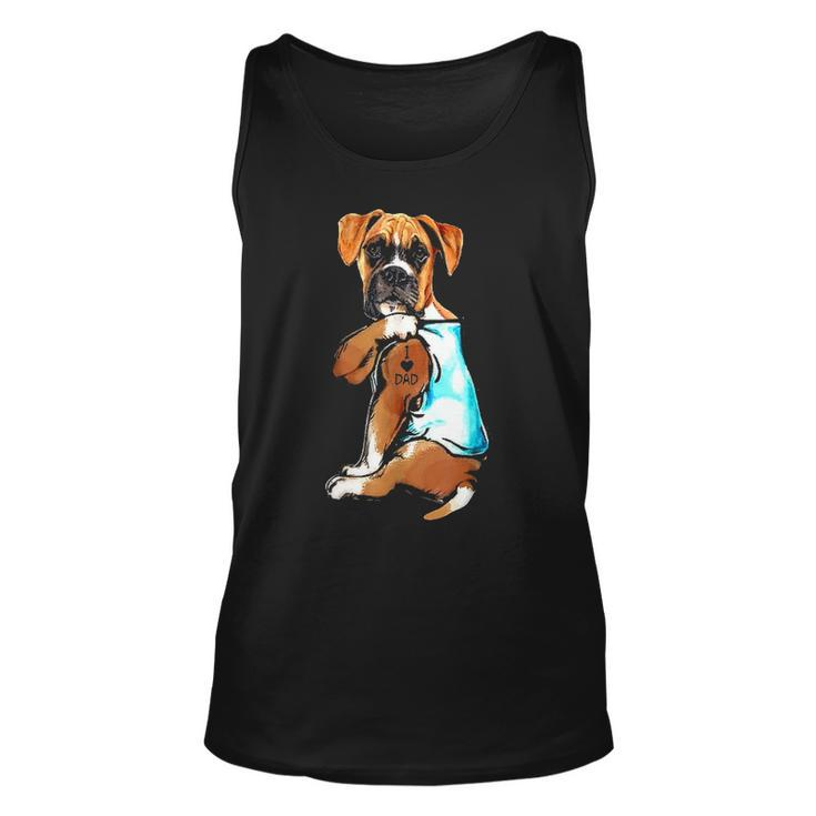 Funny Boxer Dog I Love Dad Tattoo Boxer Lover Gift Unisex Tank Top