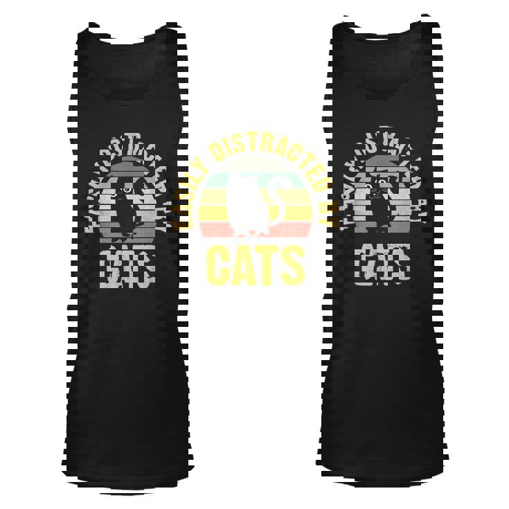 Funny Cat Theme For Cats Lover Easily Distracted By Cats  Unisex Tank Top