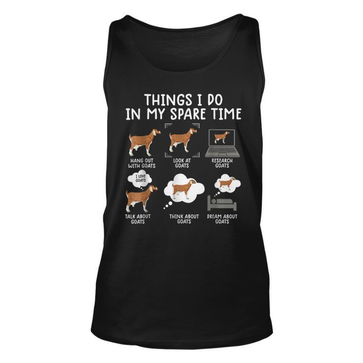 Funny Goat  6 Things I Do In My Spare Time Goat   Unisex Tank Top