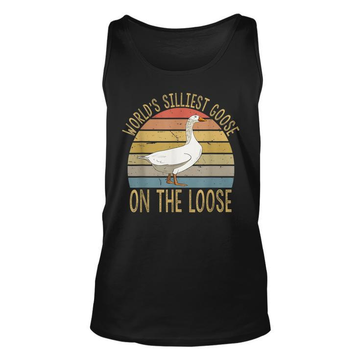 Funny Goose Worlds Silliest Goose On The Loose Vintage  Unisex Tank Top