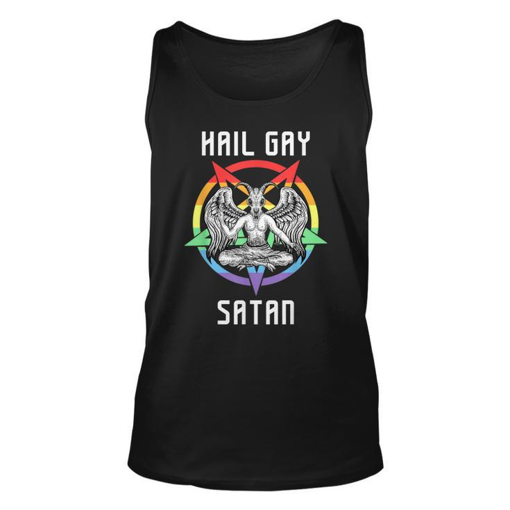 Funny Hail Gay Satan Lgbt Goth Gay Pride Baphomet  Unisex Tank Top