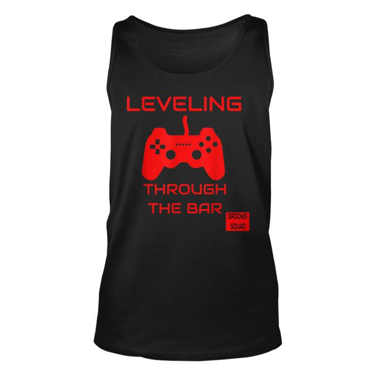 Funny Leveling Through The Bar Grooms Squad Bachelor Retro Unisex Tank Top