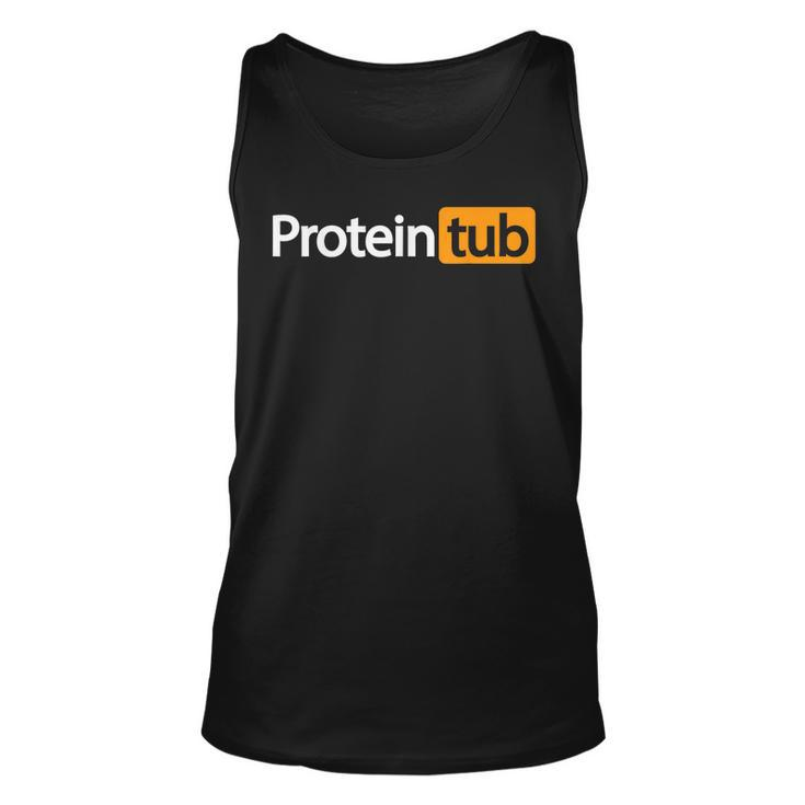 Funny Protein Tub Fun Adult Humor Joke Workout Fitness Gym  Unisex Tank Top