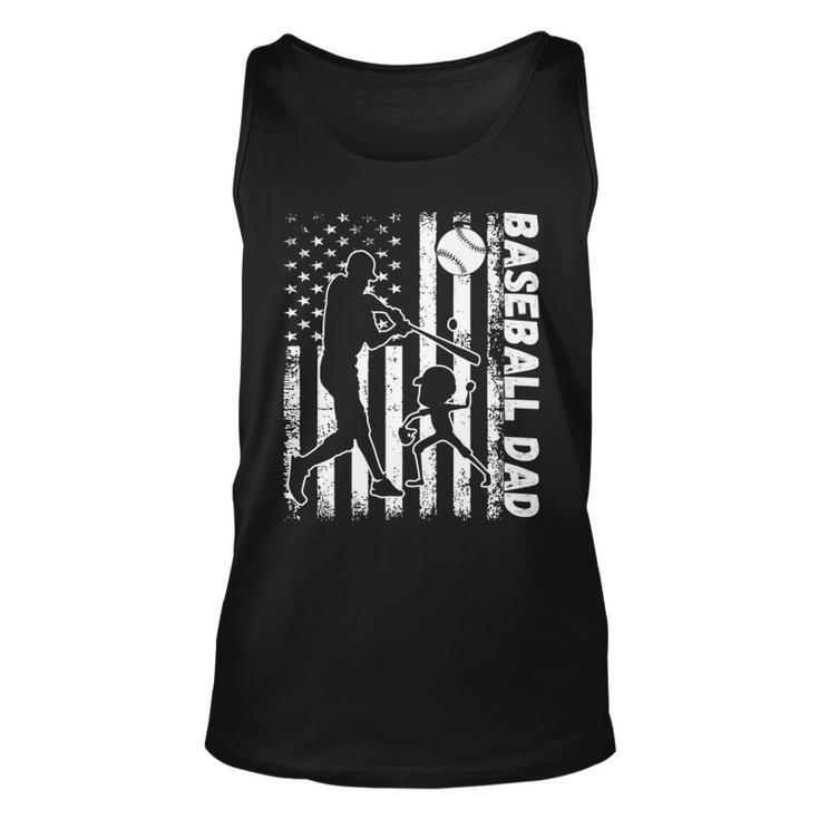 Funny Proud Baseball Dad American Flag Sports Fathers Day   Unisex Tank Top