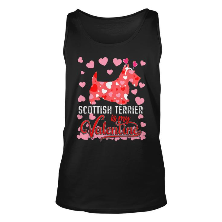 Funny Scottish Terrier Is My Valentine Dog Lover Dad Mom Unisex Tank Top