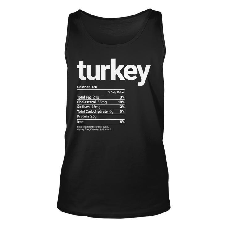 Funny Turkey Nutrition Facts Funny Turkey Day Holiday  Unisex Tank Top