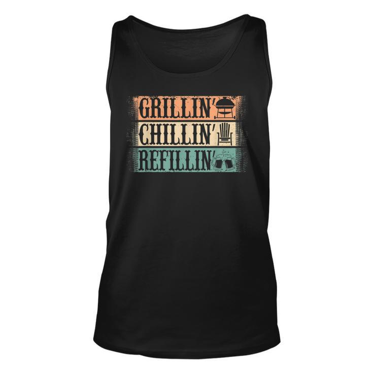 Funny Vintage Grill Dad - Grilling Chilling Refilling  Unisex Tank Top