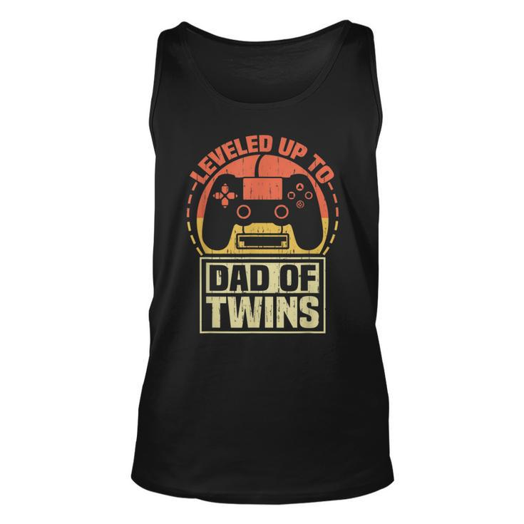 Gamer Dad Fathers Day Leveled Up To Dad Of Twins Vintage  Unisex Tank Top