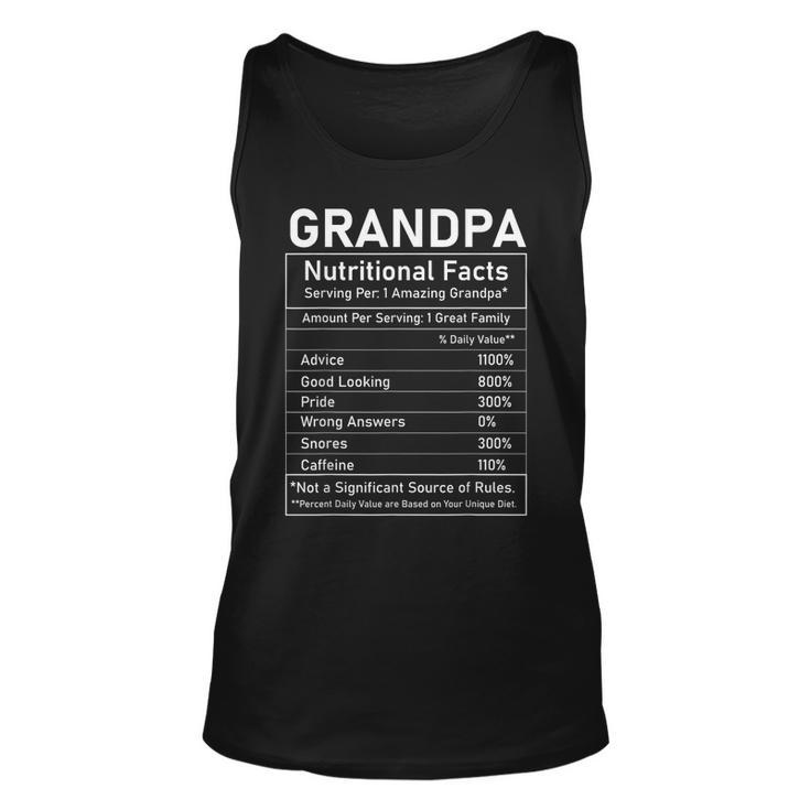Mens Grandpa Nutritional Facts Grandfather Fathers Day Tank Top