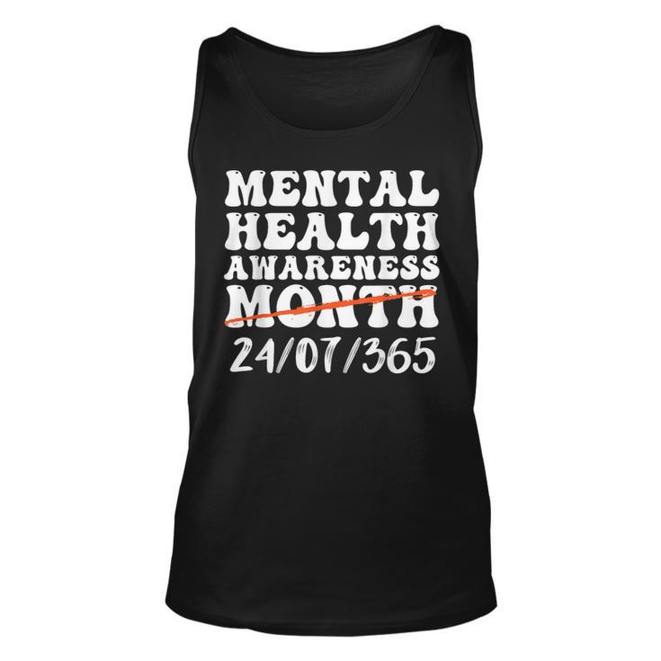 Groovy In May We Wear Green Mental Health Awareness Design  Unisex Tank Top