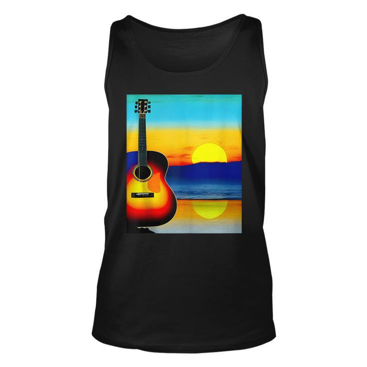 Guitar With Sunset Artistic For Guitarists & Musician Tank Top