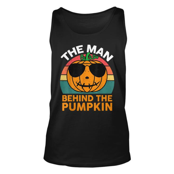 Mens Halloween Pregnancy Dad Costume The Man Behind The Pumpkin Tank Top