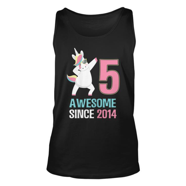 Happy 5Th Birthday Unicorn T Shirt Awesome Since 2014 Unisex Tank Top