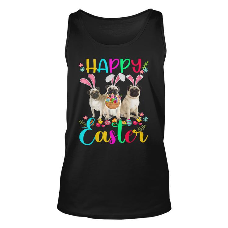 Happy Easter Three Pug Wearing Bunny Ear Pug Lover  Unisex Tank Top