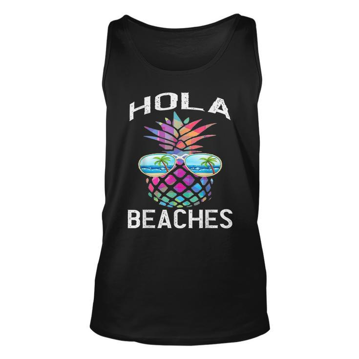 Hawaiian Beach Vacation Summer Pineapple Hola Beaches Tank Top