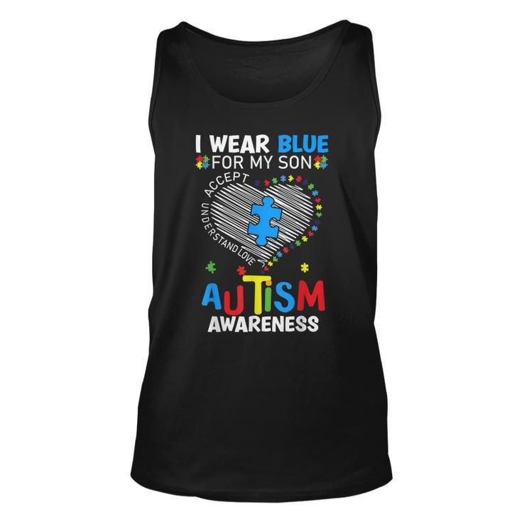 Heart I Wear Blue For My Son Autism Awareness Love My Son Tank Top