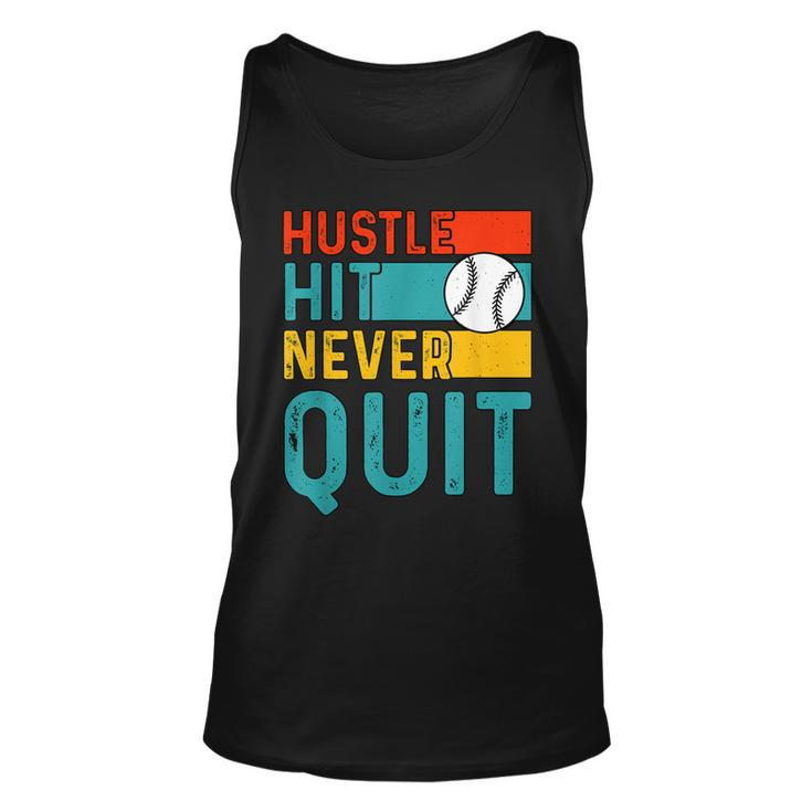 Hustle Hit Never Quit Baseball  Unisex Tank Top