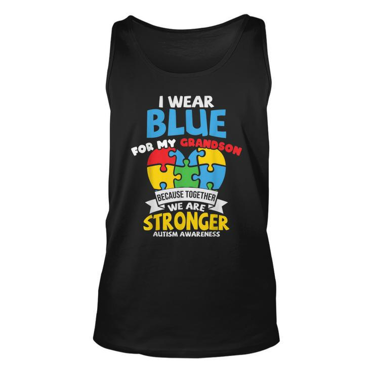 I Wear Blue For My Grandson Autism Awareness Grandparents  Unisex Tank Top