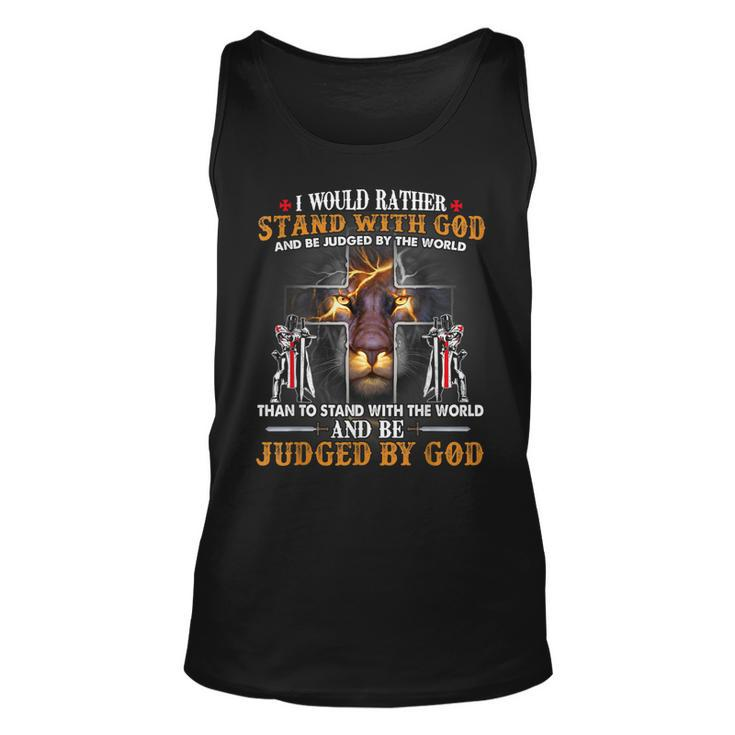 I Would Rather Stand With God Knight Templar Lion Christian  Unisex Tank Top