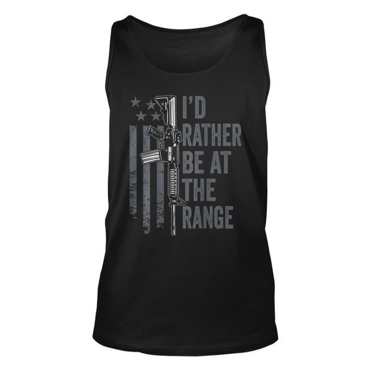 Id Rather Be At The Gun Range - Funny Guns Owner On Back  Unisex Tank Top