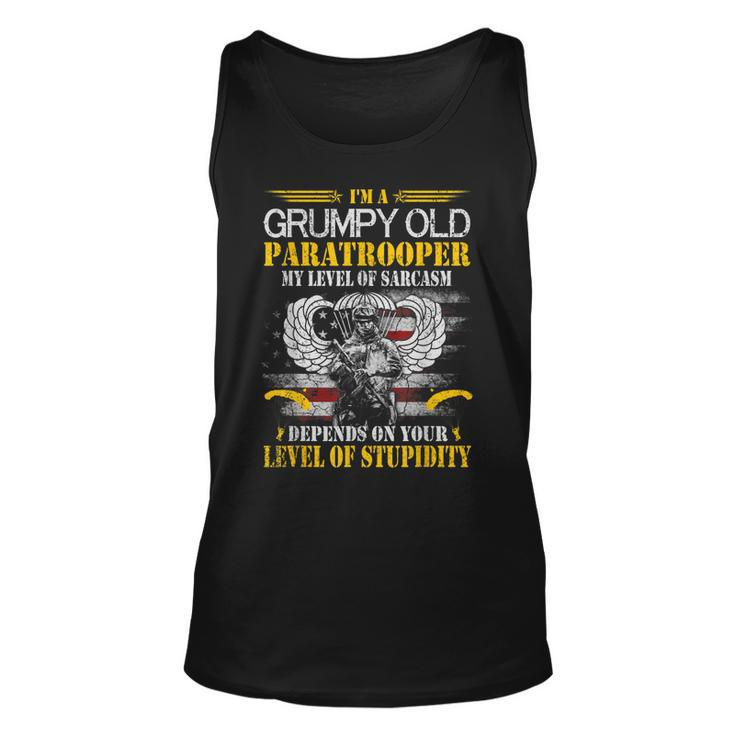 Im A Grumpy Old Paratrooper Flag  Veterans Day Gift  Unisex Tank Top