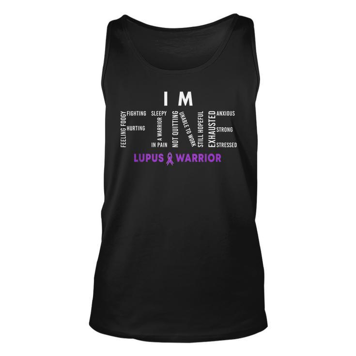 Im Fine Lupus Warrior Lupus Awareness Month Purple Ribbon  Unisex Tank Top