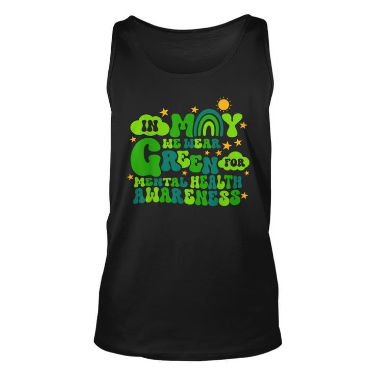 In May We Wear Green Retro Mental Health Awareness Month  Unisex Tank Top