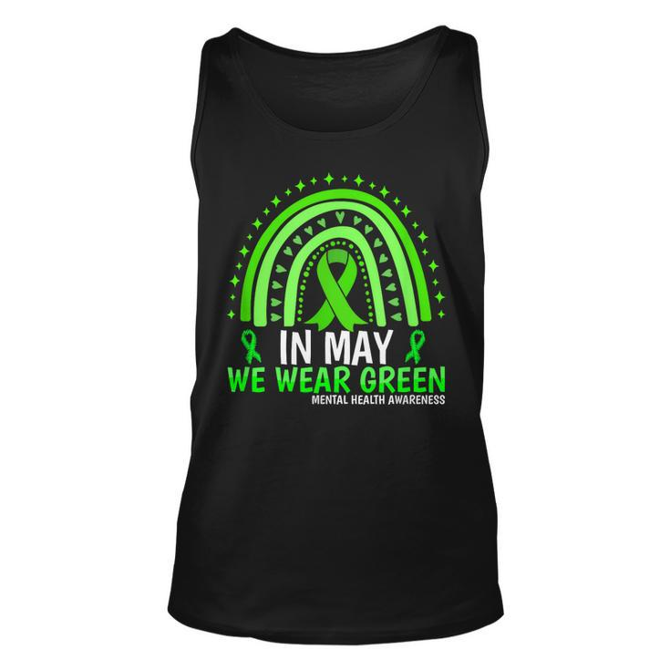 In May We Wear Green Ribbon Mental Health Awareness  Unisex Tank Top