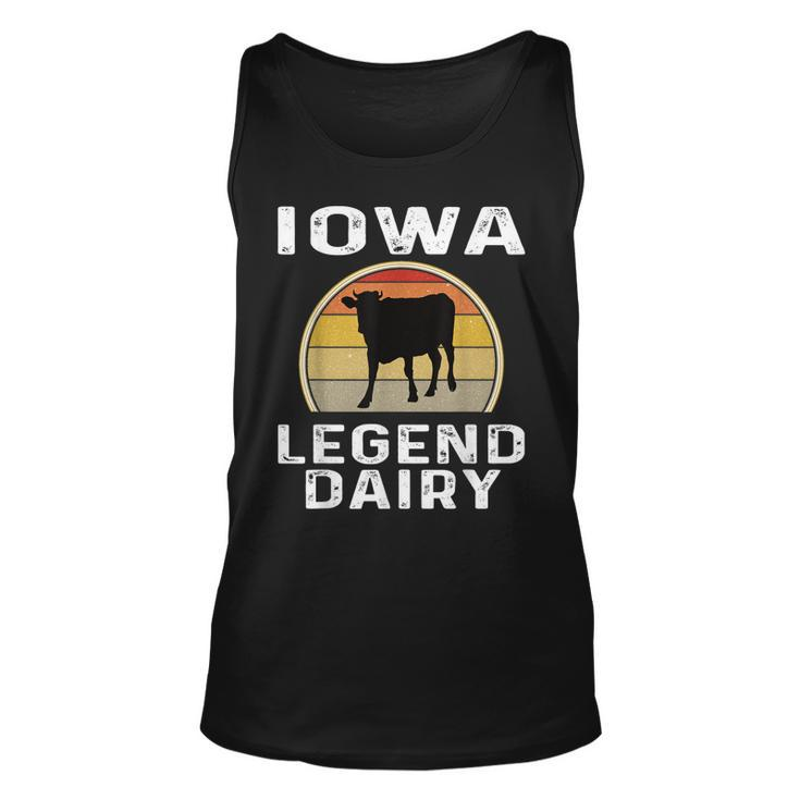 Iowa Dairy Farmer Legend Dairy Cow Cattle Lustiger Retro-Sonnenuntergang Tank Top