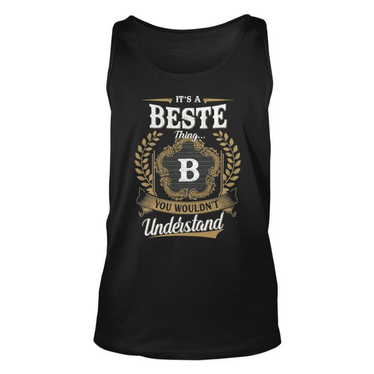 Its A Beste Thing You Wouldnt Understand Shirt Beste Family Crest Coat Of Arm Unisex Tank Top