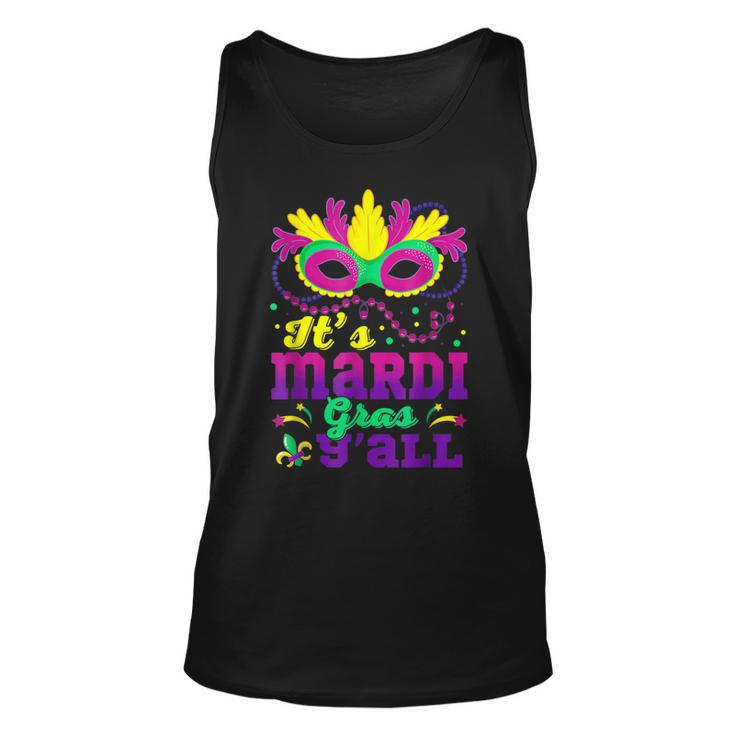 Its Mardi Gras Yall Masquerade Jester Hat Mardi Beads  Unisex Tank Top