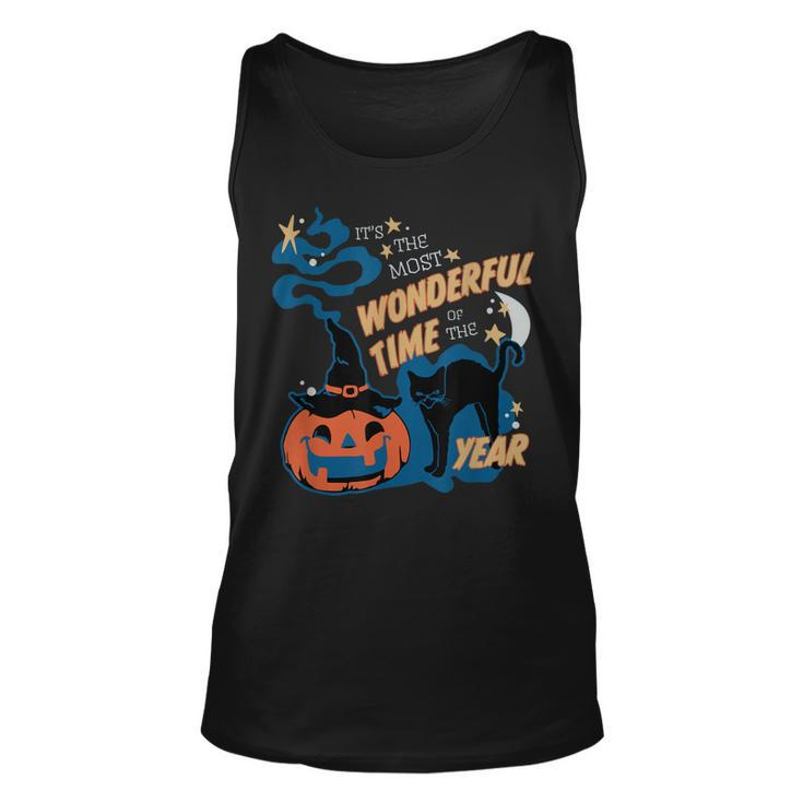 Its The Most Wonderful Time Of The Year Black Cat Halloween Men Women Tank Top Graphic Print Unisex