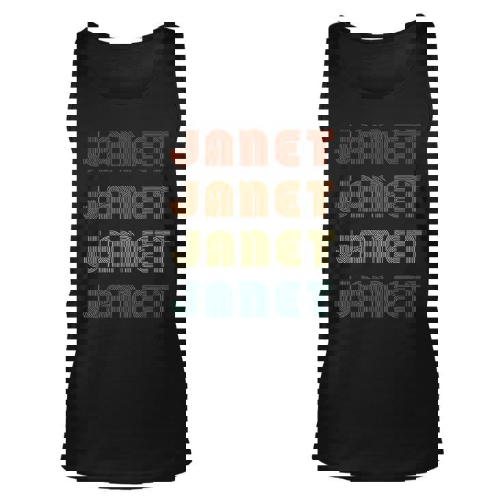 Janet First Name Retro Vintage Style Wordmark Pattern Unisex Tank Top