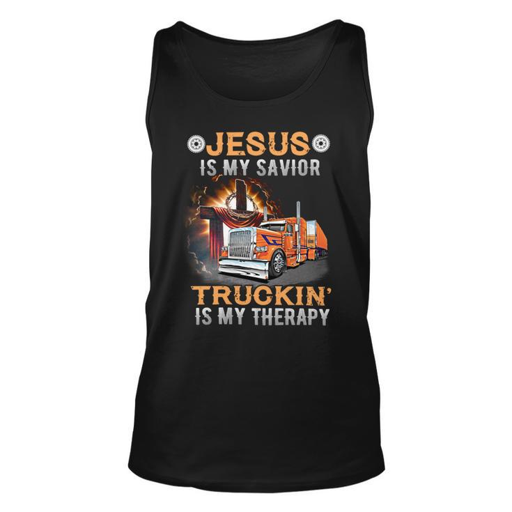 Jesus Is My Savior Truckin Is My Therapy Unisex Tank Top