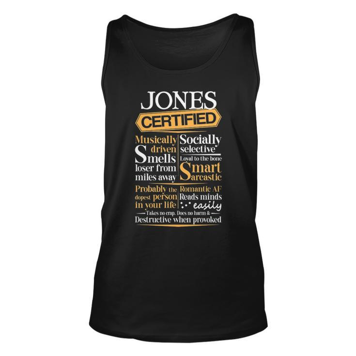 Jones Name Gift Certified Jones Unisex Tank Top
