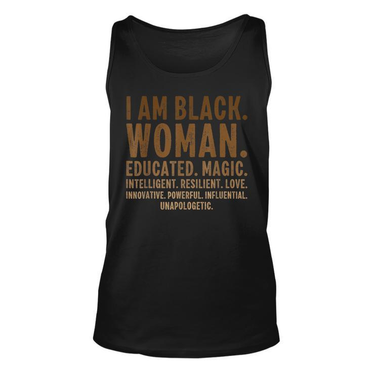 Junenth Black History Month I Am Black Woman Educated  Unisex Tank Top